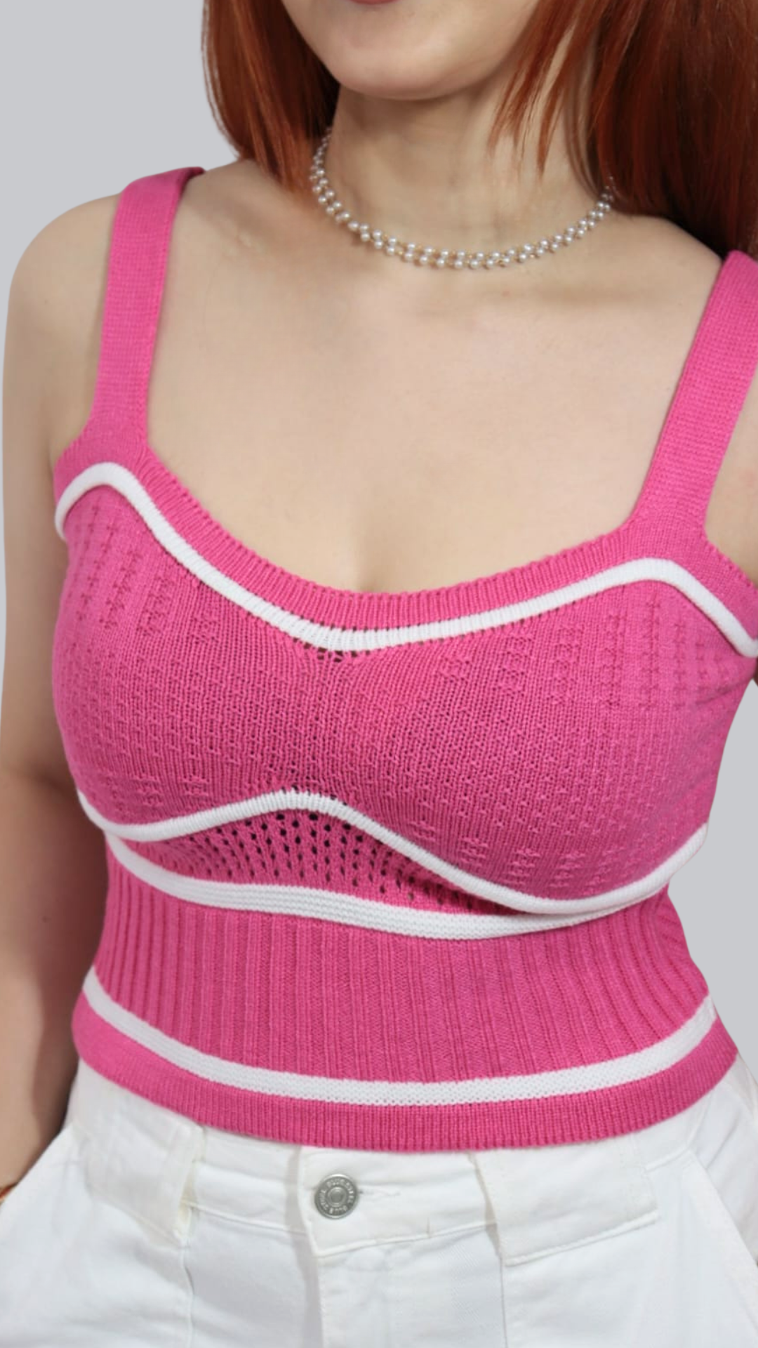 Blusa de Algodão Canelada Rosa