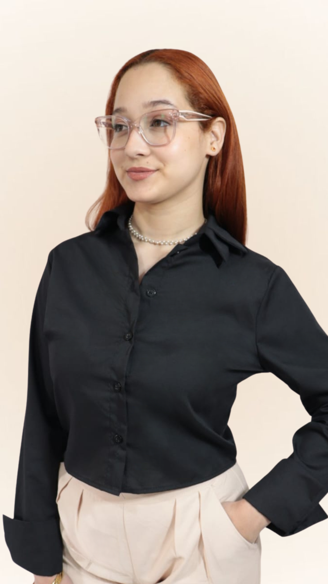 Blusa Social manga longa basica Preta