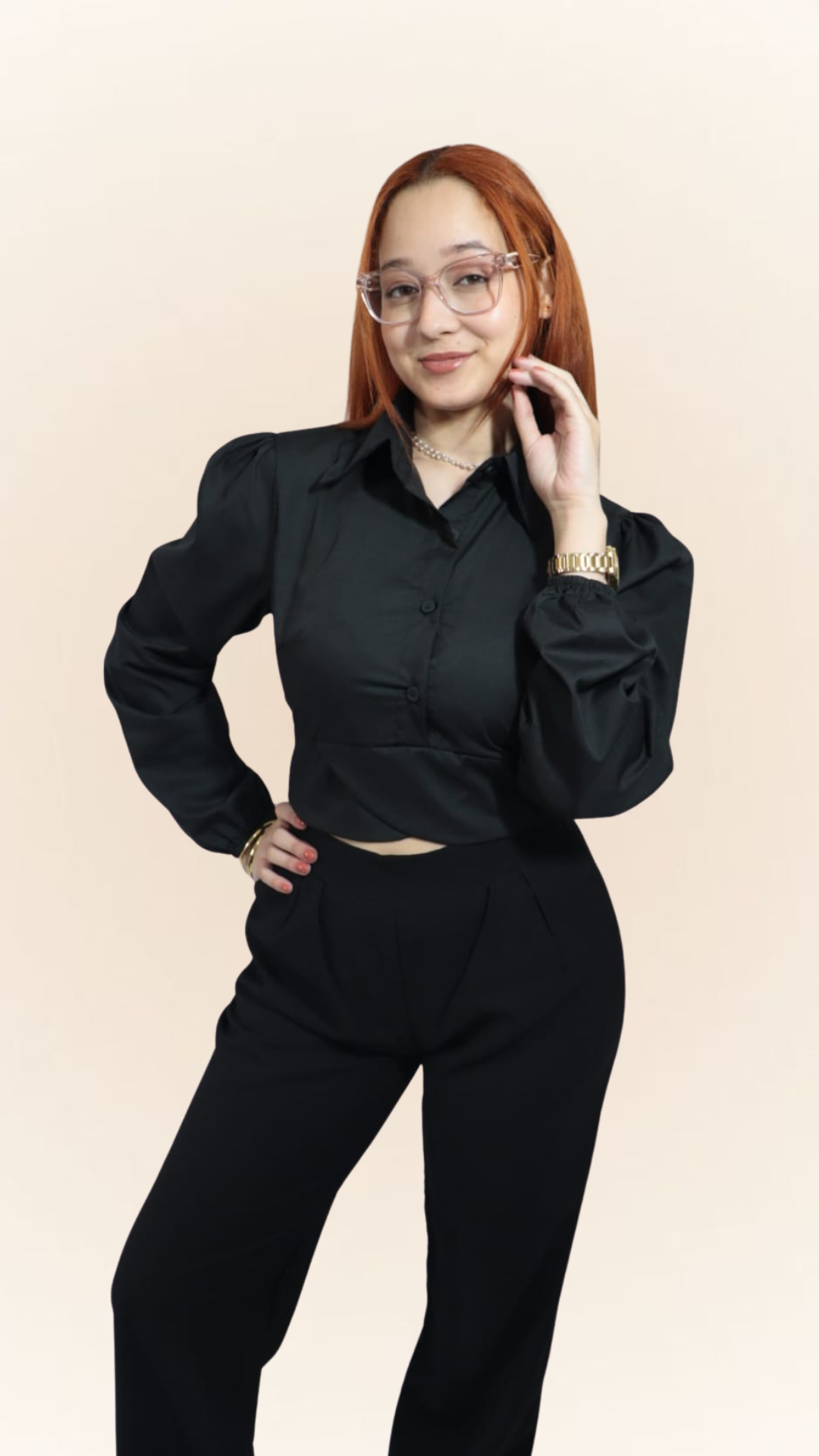 Blusa Social manga longa com laço nas costas