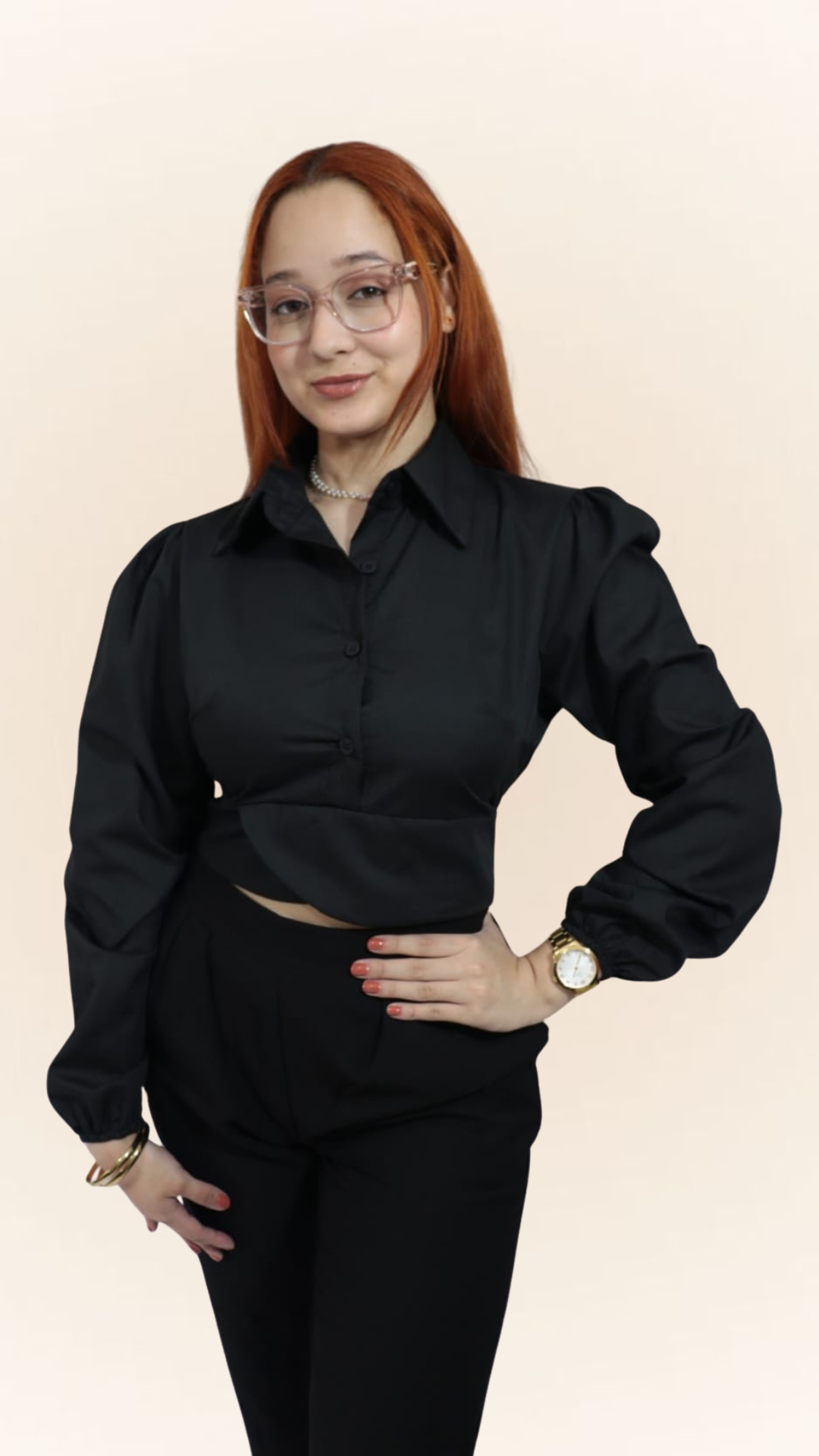 Blusa Social manga longa com laço nas costas