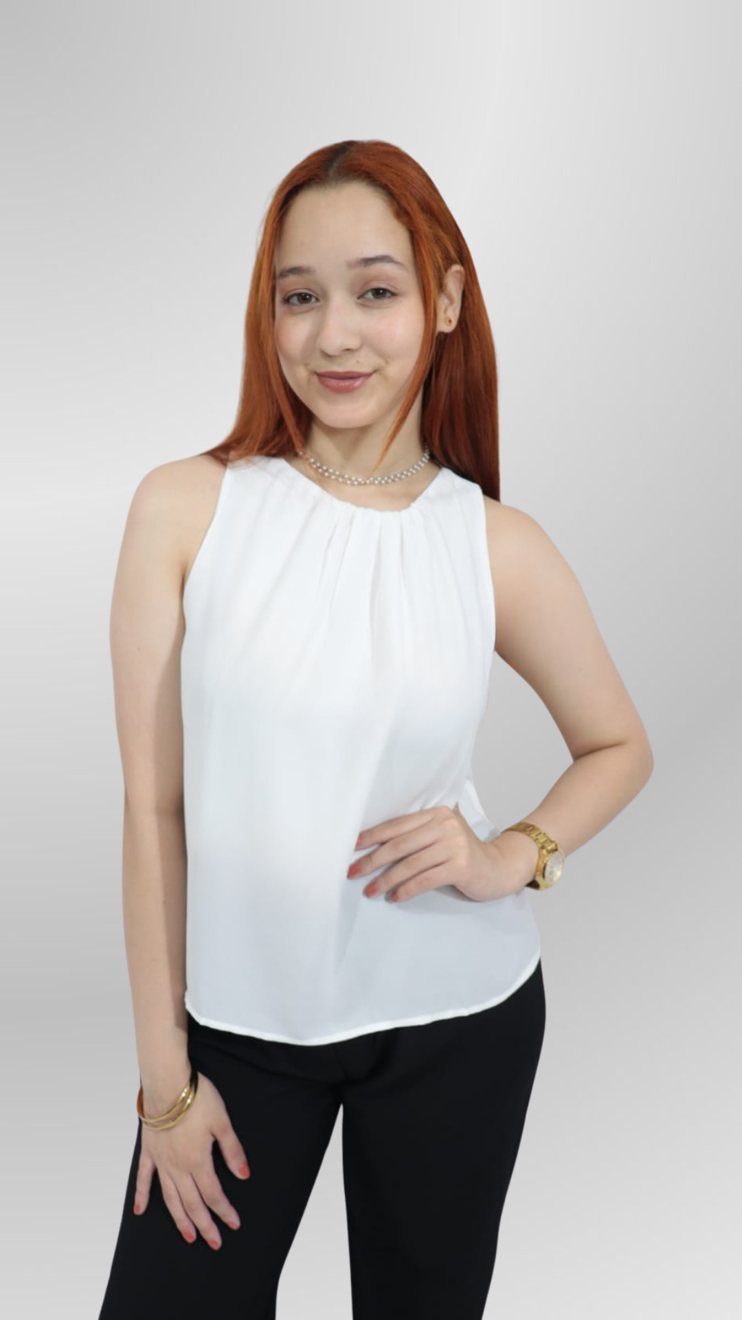 Blusa Crepe Branca Perola