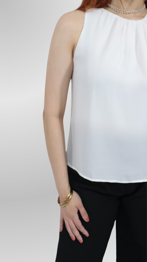 Blusa Crepe Branca Perola