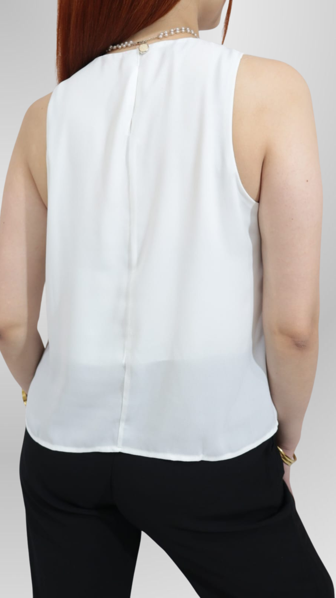 Blusa Crepe Branca Perola